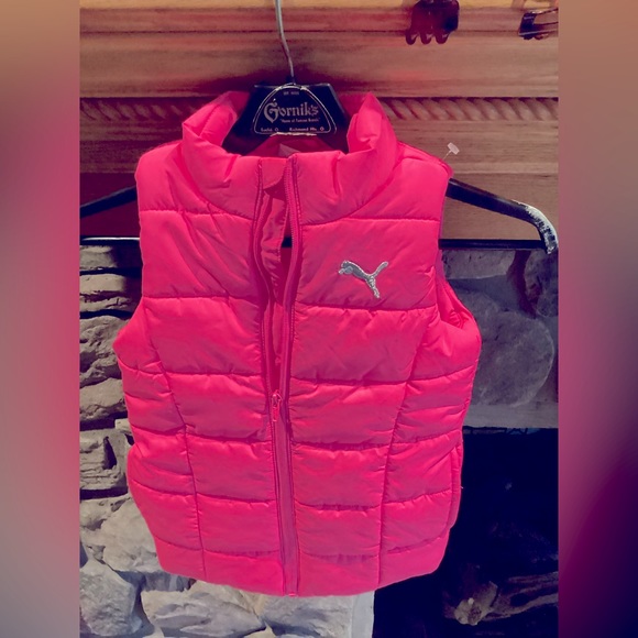 NWOT Puma Girls Neon Pink QUILTED PUFFER WINTER SKI VEST SZ. XS 5-6 - Picture 2 of 10